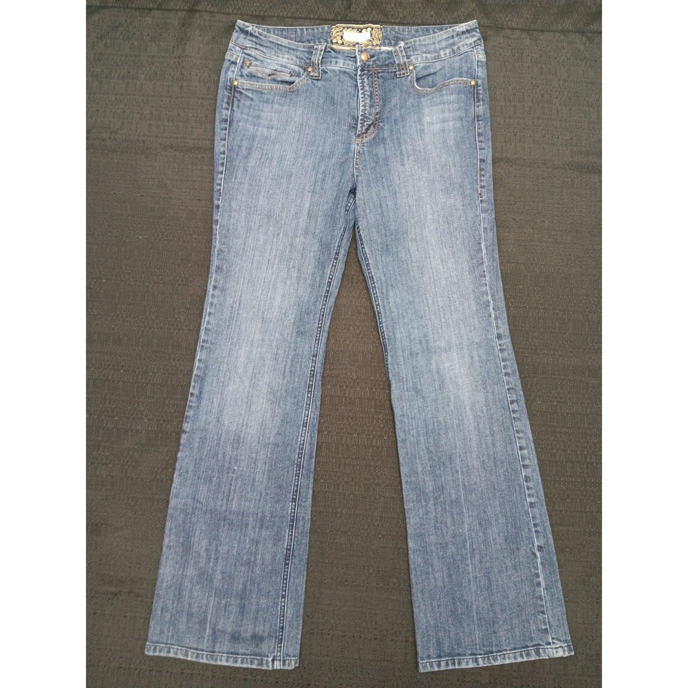 Jeans by Christopher Blue Women 14/32 Medium Wash Bootcut Embroidered Jeans Y2K